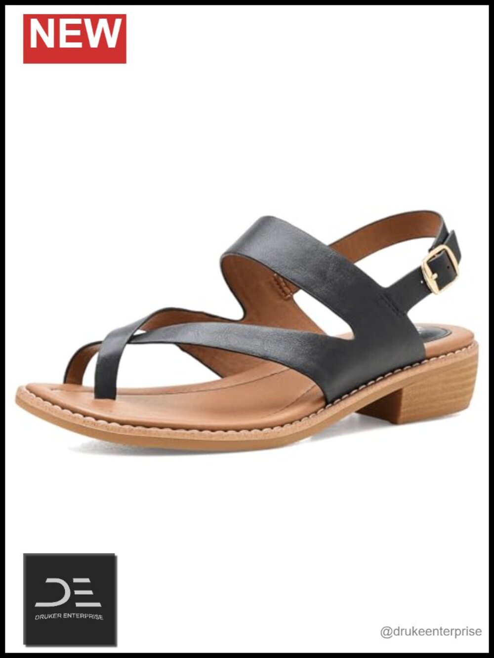 Women's Nessie Slingback Sandals Block Heel Faux Leather Padded Sock Lining